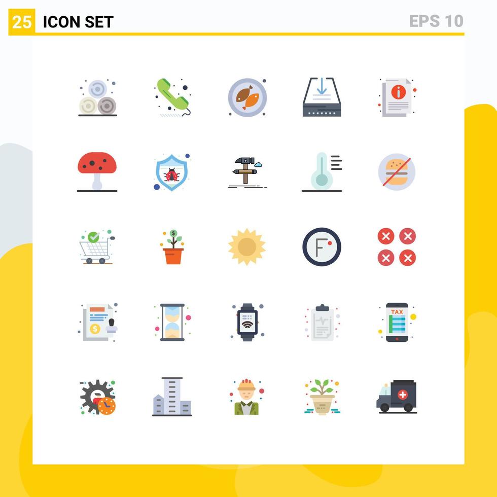 Set of 25 Modern UI Icons Symbols Signs for sheet info camping tray email Editable Vector Design Elements