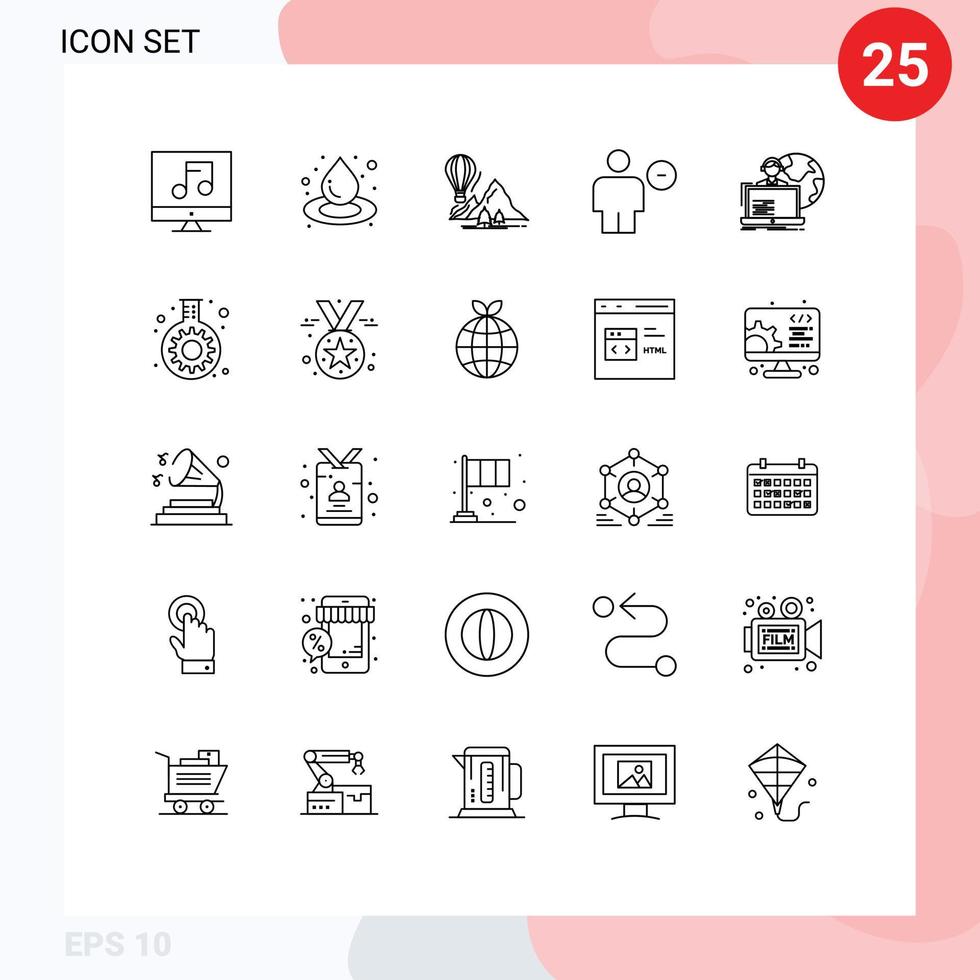 25 Thematic Vector Lines and Editable Symbols of outsource human travel delete avatar Editable Vector Design Elements