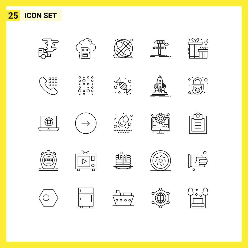 Set of 25 Vector Lines on Grid for tool design cloud build online Editable Vector Design Elements