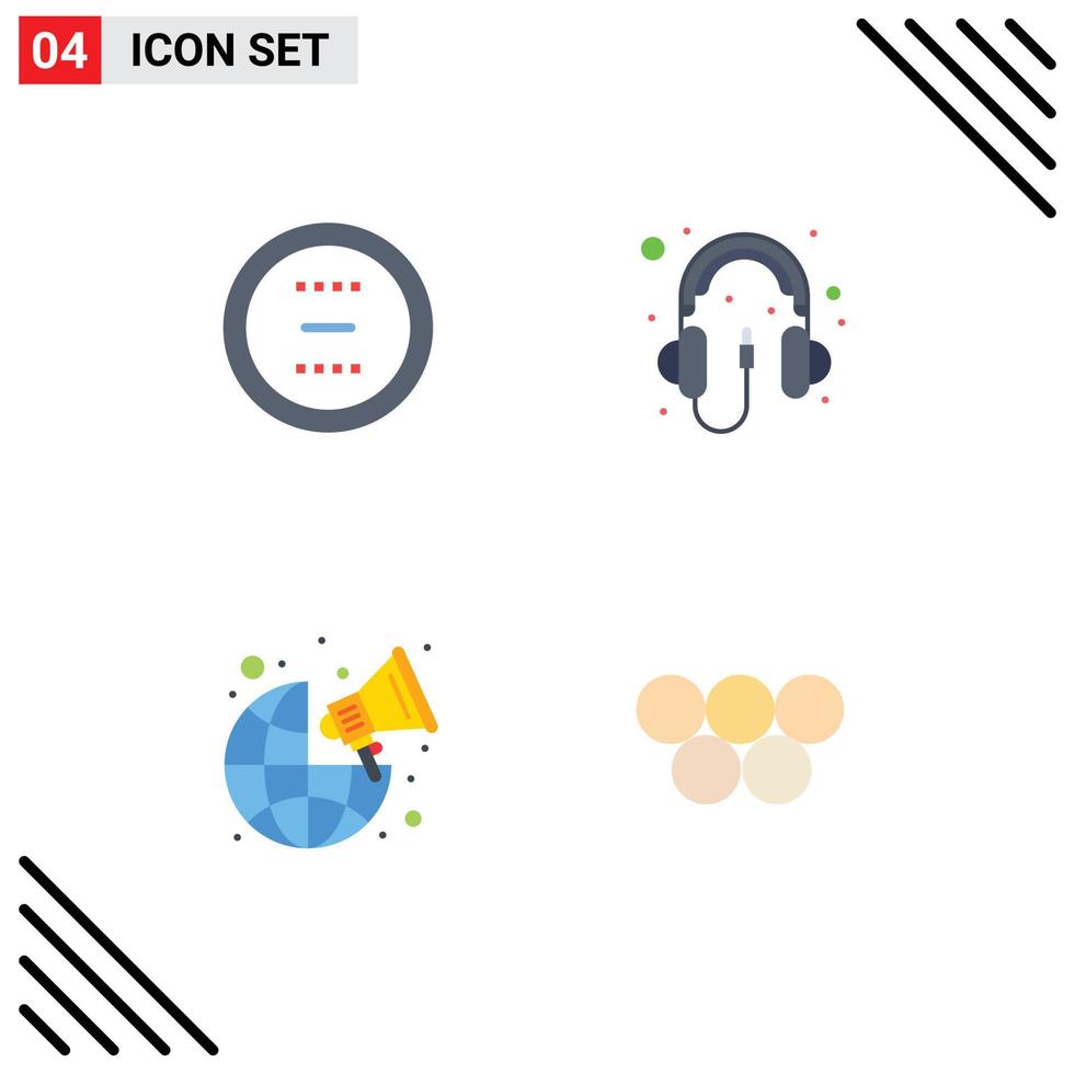 Pack of 4 Modern Flat Icons Signs and Symbols for Web Print Media such as cancel broadcast interface computer marketing Editable Vector Design Elements