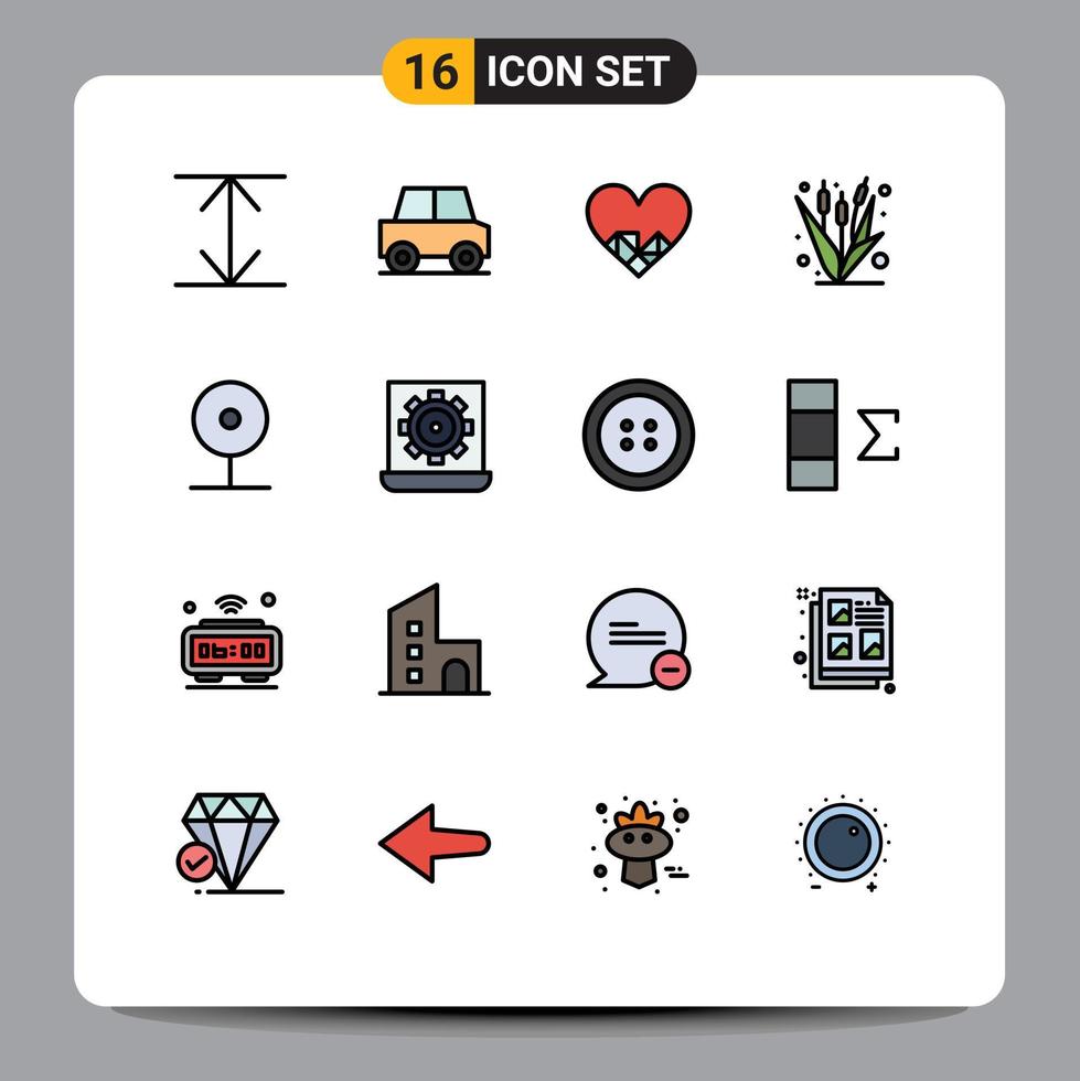 paquete de iconos de vector de stock de 16 signos y símbolos de línea para cámara de medios como elementos de diseño de vector creativo editable de granja de maíz