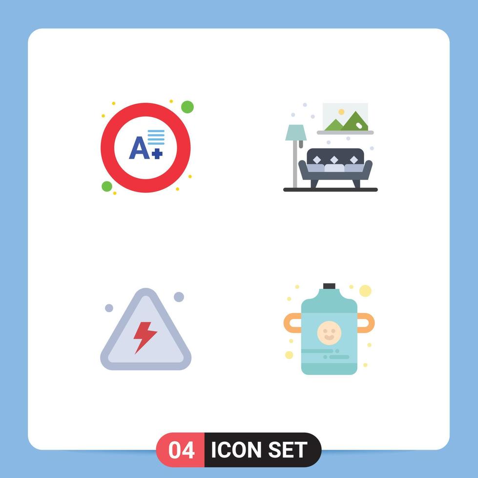 User Interface Pack of 4 Basic Flat Icons of exam fire home image science Editable Vector Design Elements