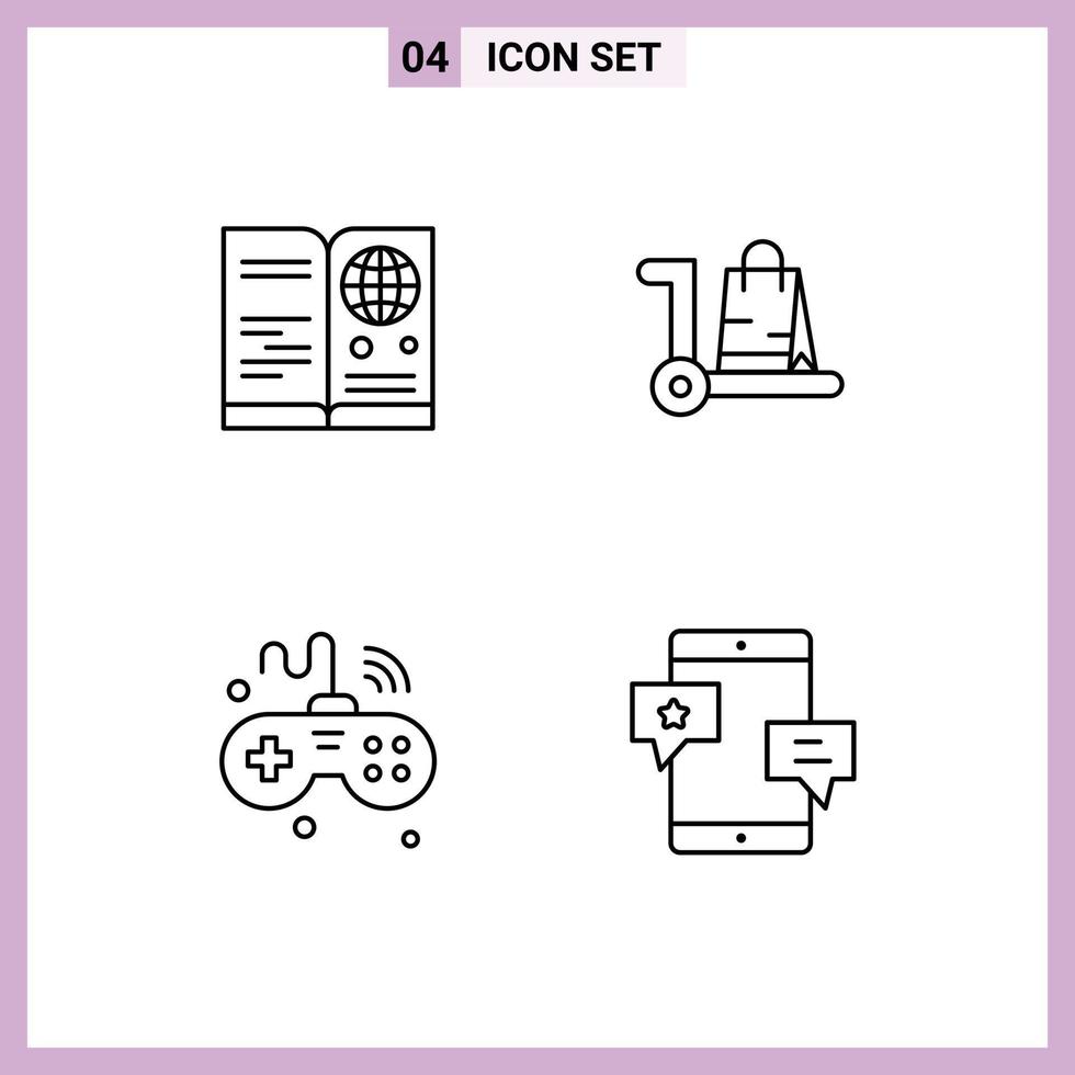 4 Creative Icons Modern Signs and Symbols of passport cart travel ecommerce internet Editable Vector Design Elements