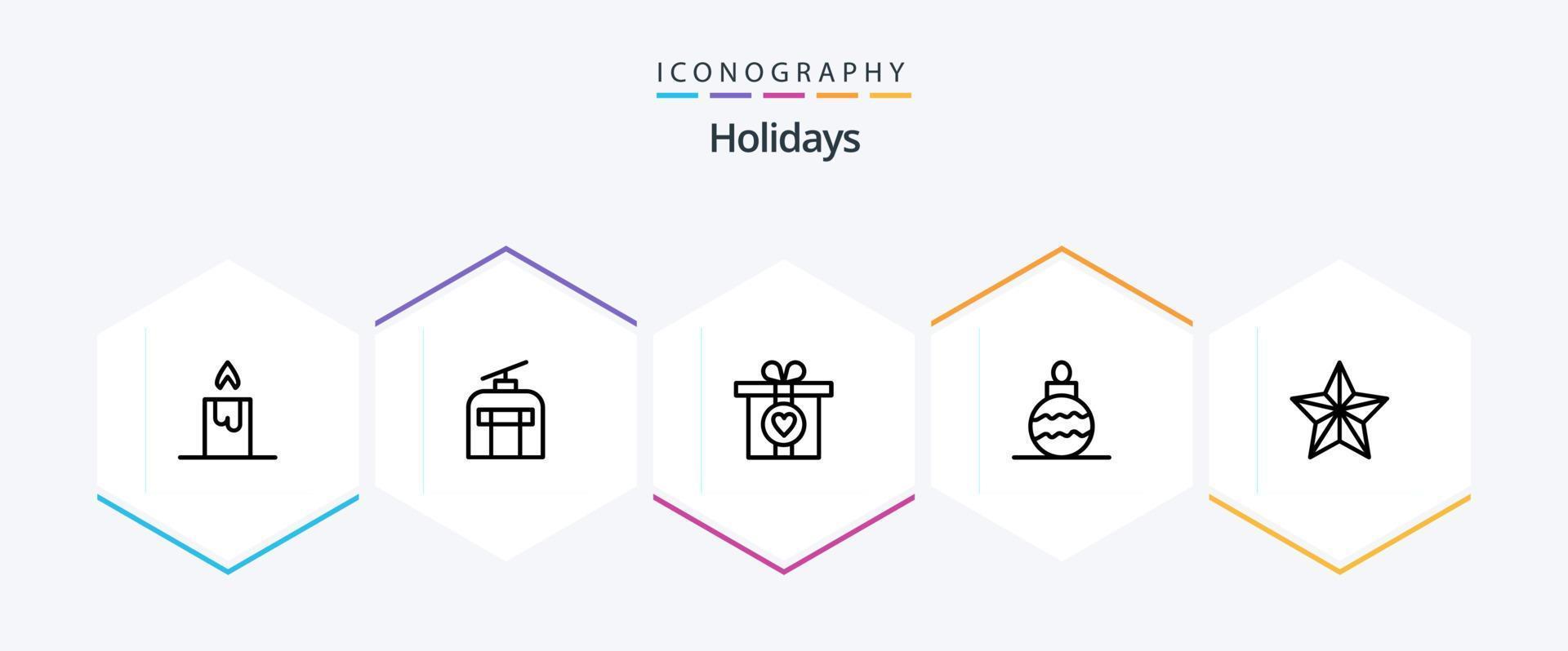 paquete de iconos de 25 líneas de vacaciones que incluye. estrella. presente. día festivo. Navidad vector