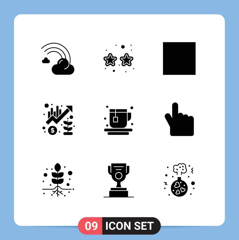Set of 9 Modern UI Icons Symbols Signs for hot up party marketing growth Editable Vector Design Elements
