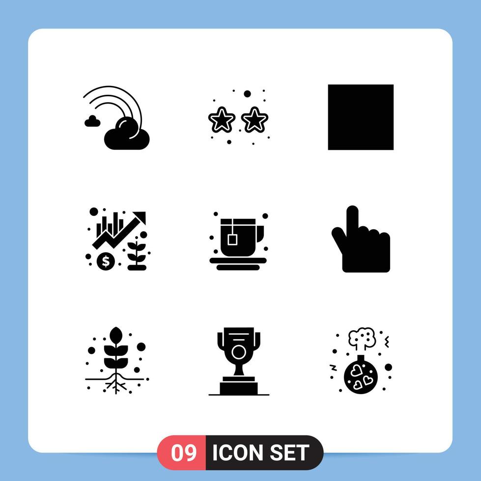 conjunto de 9 iconos modernos de la interfaz de usuario signos de símbolos para elementos de diseño de vectores editables de crecimiento de marketing de fiesta caliente
