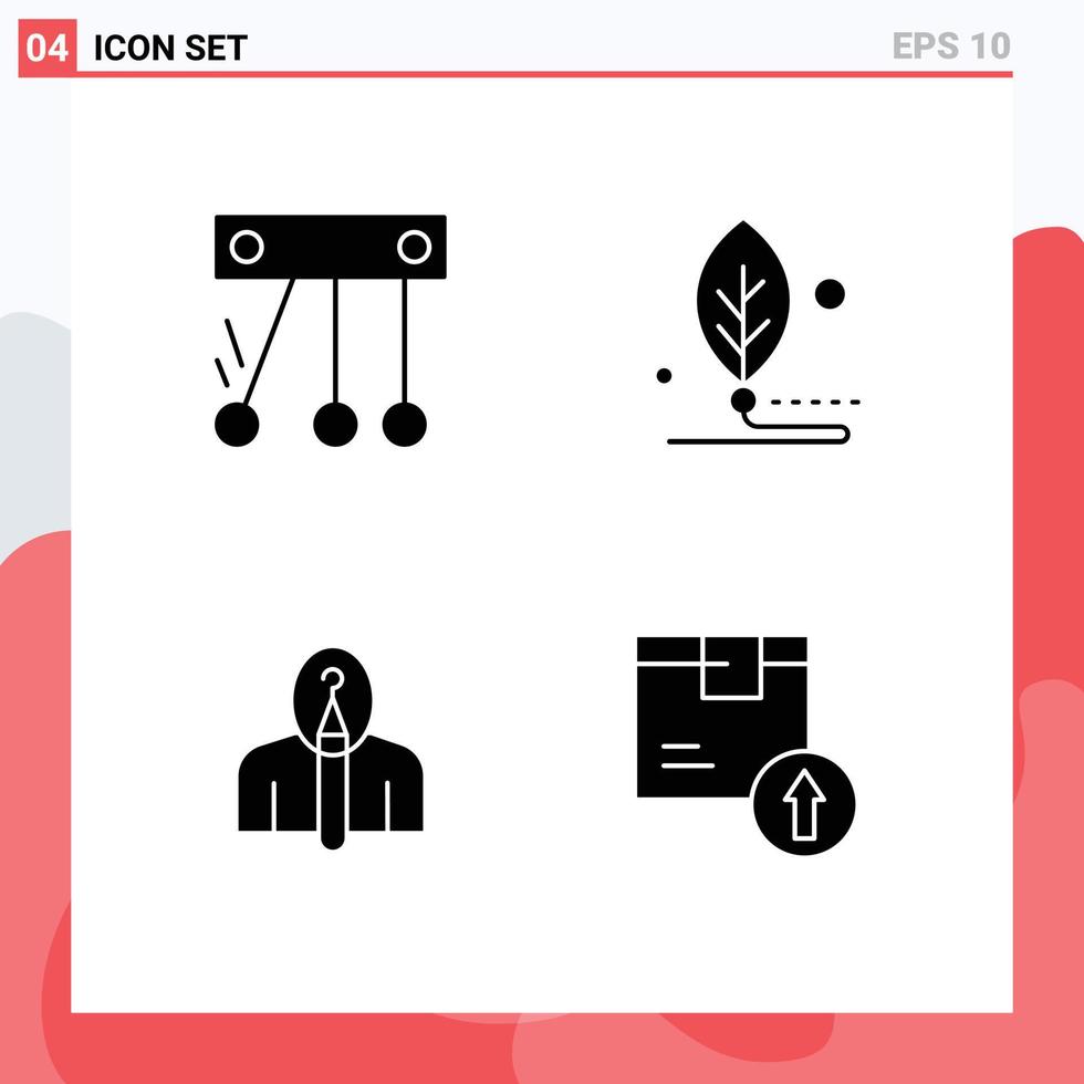 Set of 4 Modern UI Icons Symbols Signs for movement artist artificial leaf authorship Editable Vector Design Elements