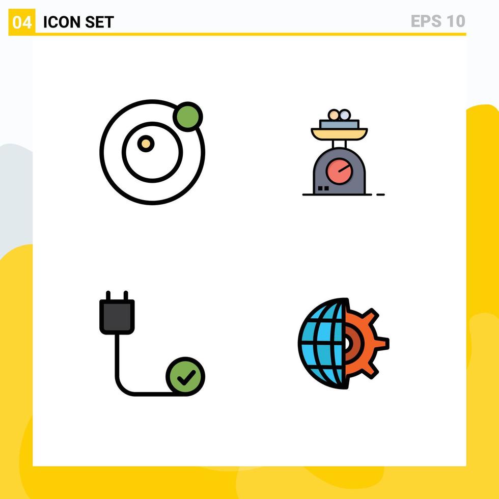 4 Filledline Flat Color concept for Websites Mobile and Apps moon cord machine weight hardware Editable Vector Design Elements
