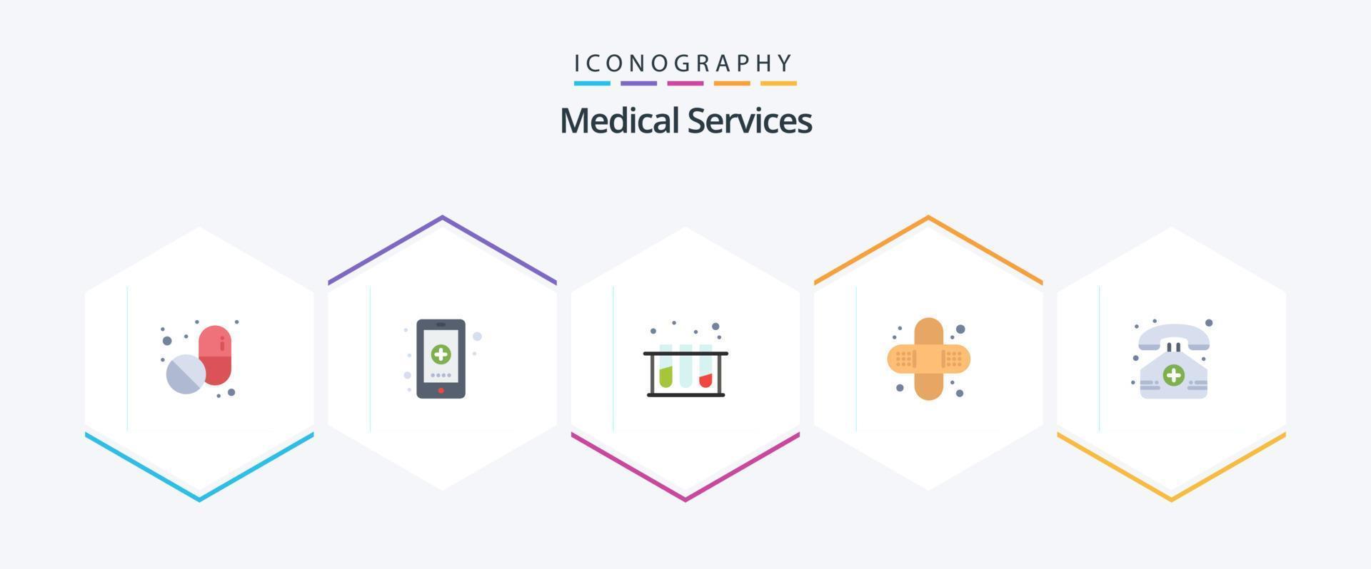 Medical Services 25 Flat icon pack including mobile. hospital. medical. medical. bandage vector