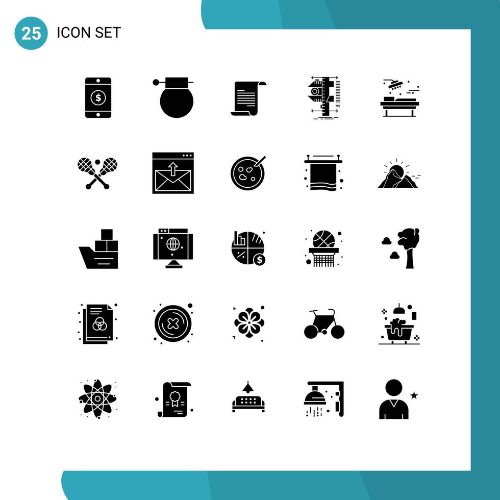 25 Universal Solid Glyphs Set for Web and Mobile Applications medical measurement file physics caliper Editable Vector Design Elements