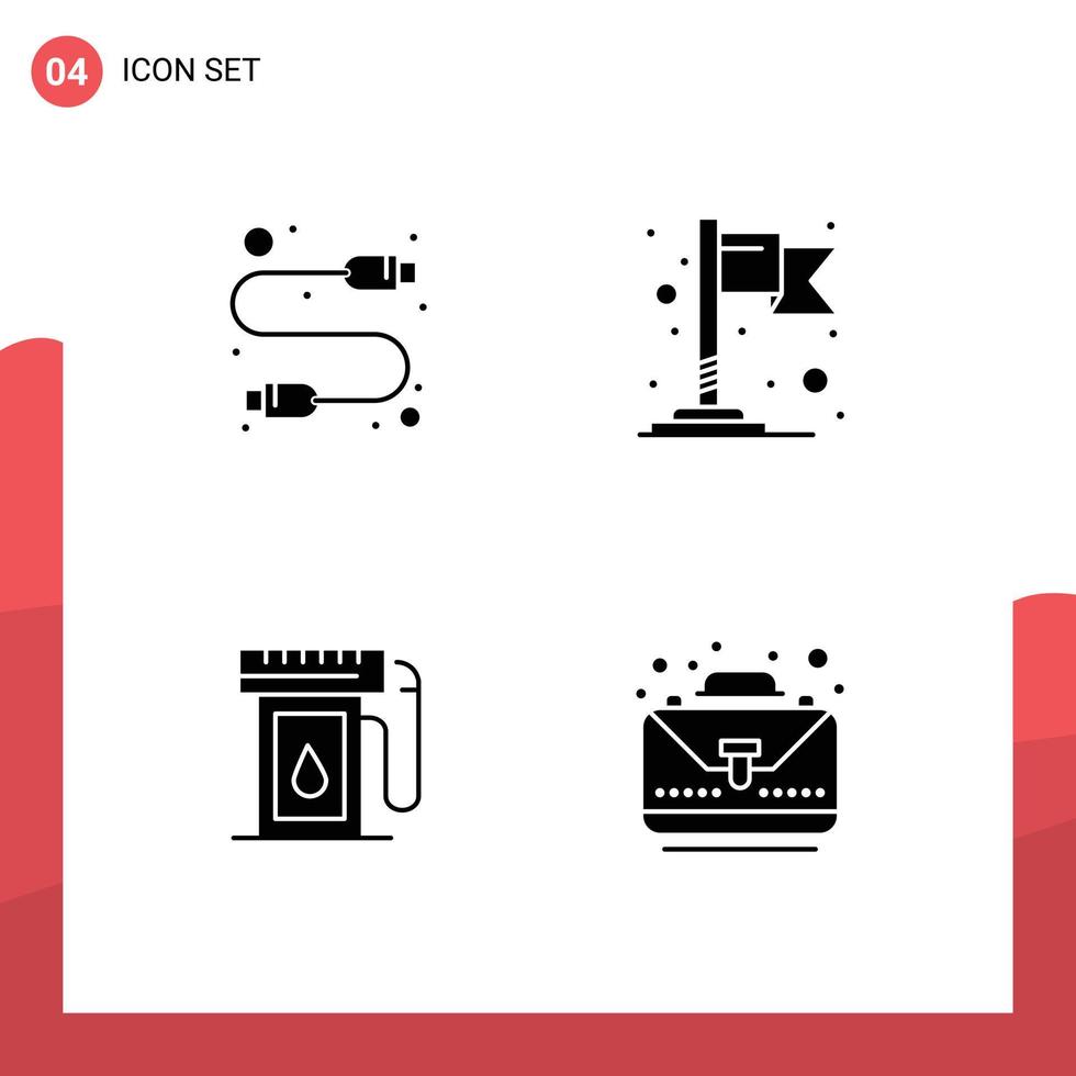 signos de glifo sólido universal símbolos de cable aceite usb mapa negocio elementos de diseño vectorial editables vector