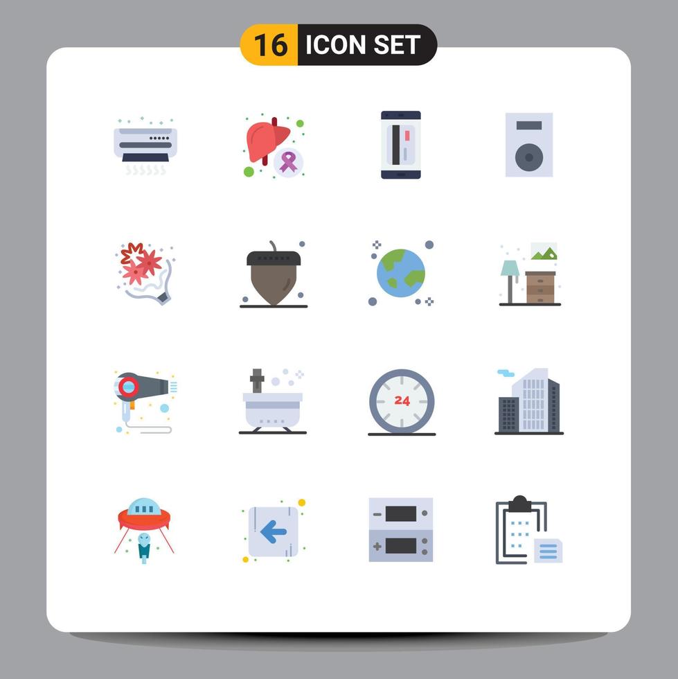 grupo de 16 signos y símbolos de colores planos para tecnología electrónica dispositivos enfermos crédito paquete editable de elementos de diseño de vectores creativos