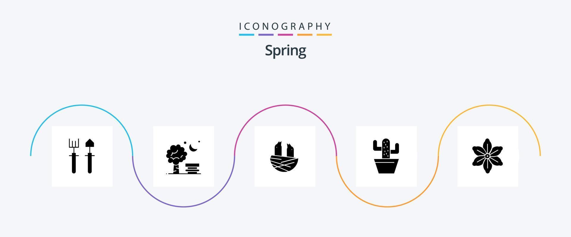 paquete de iconos de glifo de primavera 5 que incluye flor. maceta. globo naturaleza. primavera vector
