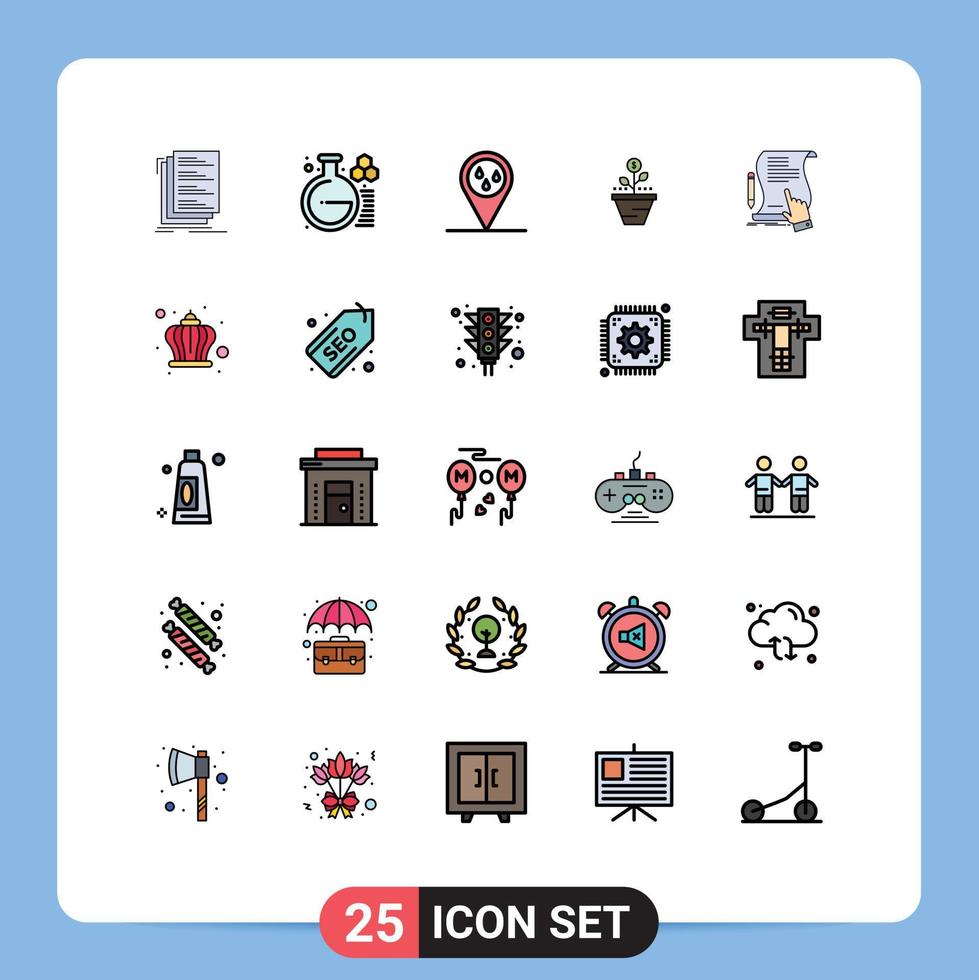 paquete de iconos de vector de stock de 25 signos y símbolos de línea para el crecimiento de los elementos de diseño de vector editables de crecimiento de cuidado de estudio de finanzas