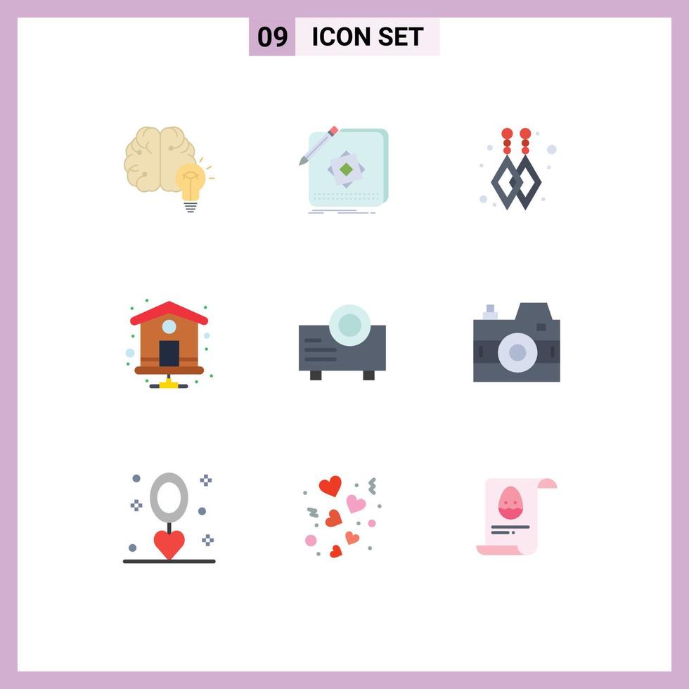 9 Creative Icons Modern Signs and Symbols of projector device application index page home Editable Vector Design Elements