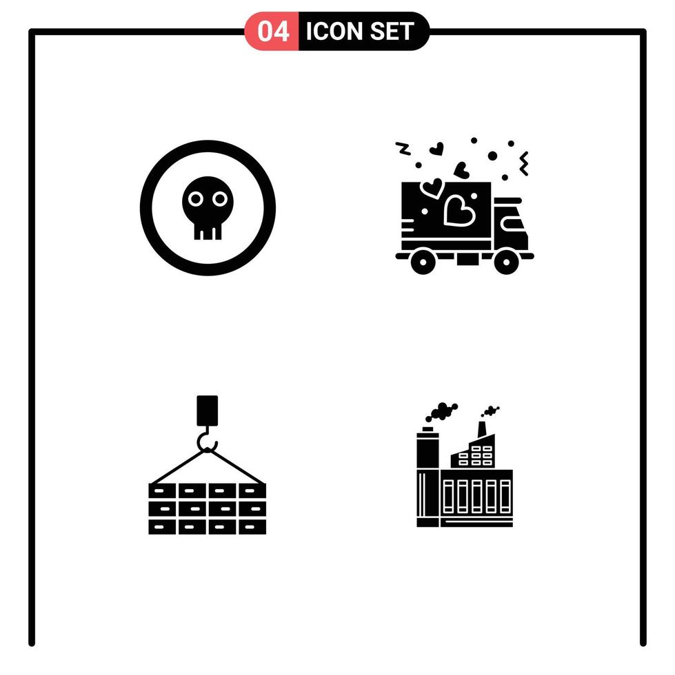 Thematic Vector Solid Glyphs and Editable Symbols of coin building horror love construction Editable Vector Design Elements