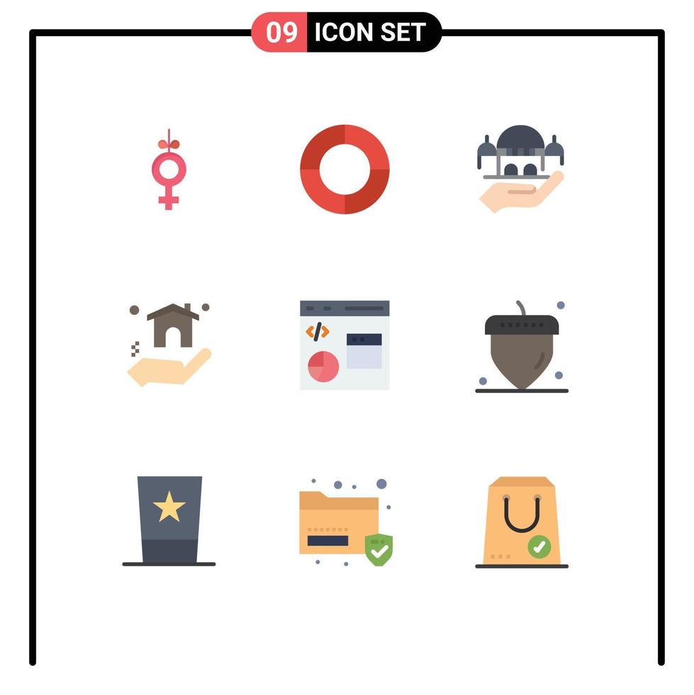 Editable Vector Line Pack of 9 Simple Flat Colors of programming develop charity data real estate Editable Vector Design Elements