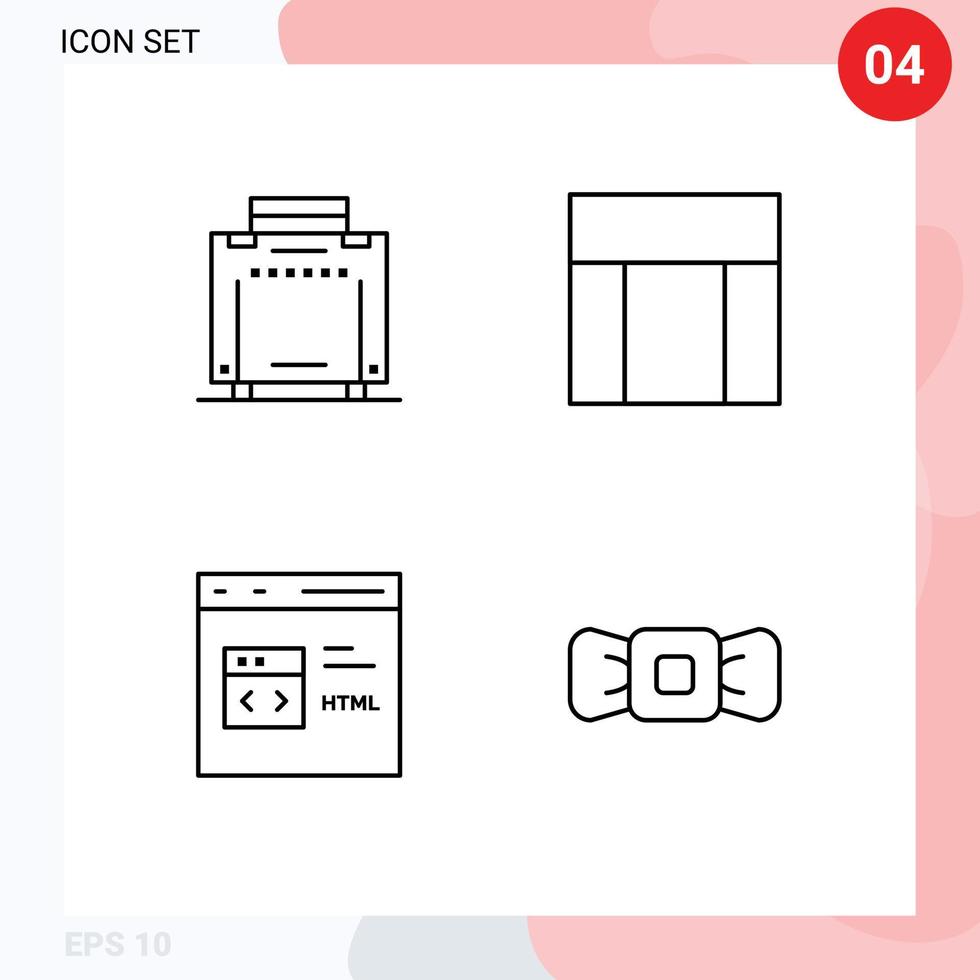 4 Universal Line Signs Symbols of bag develop layout website html Editable Vector Design Elements