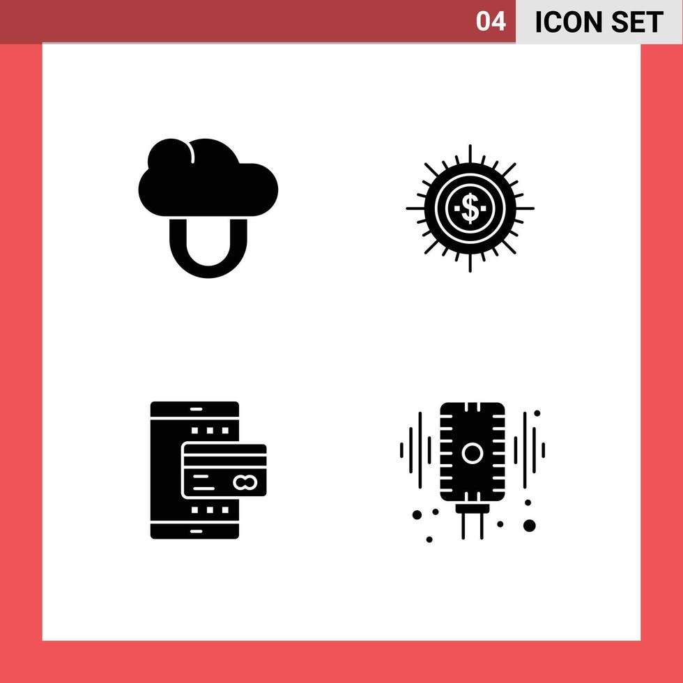 Solid Glyph Pack of Universal Symbols of computing ways money finance mobile Editable Vector Design Elements