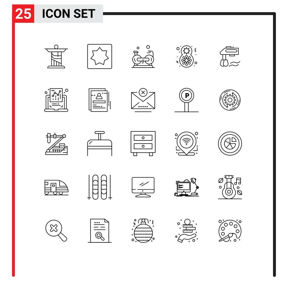 Set of 25 Modern UI Icons Symbols Signs for mixer gift cycling flower cardio Editable Vector Design Elements