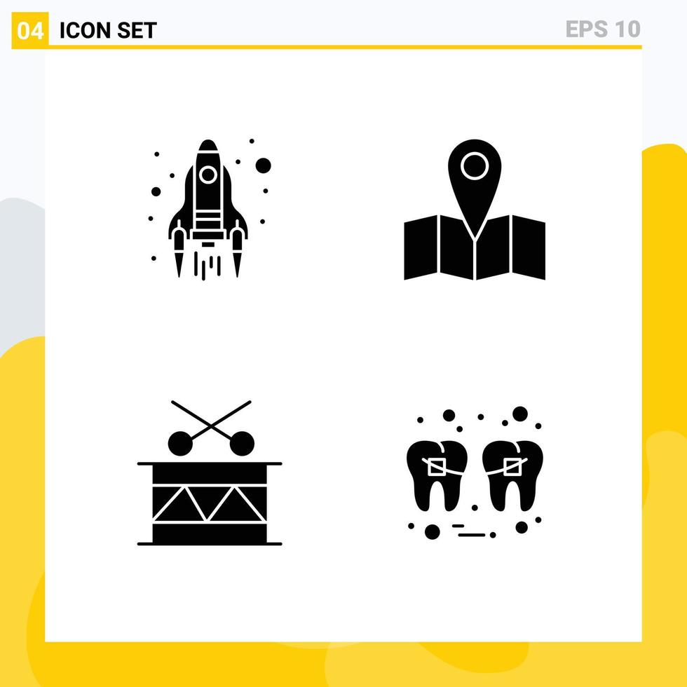 User Interface Pack of Basic Solid Glyphs of rocket festival launch journey dental Editable Vector Design Elements