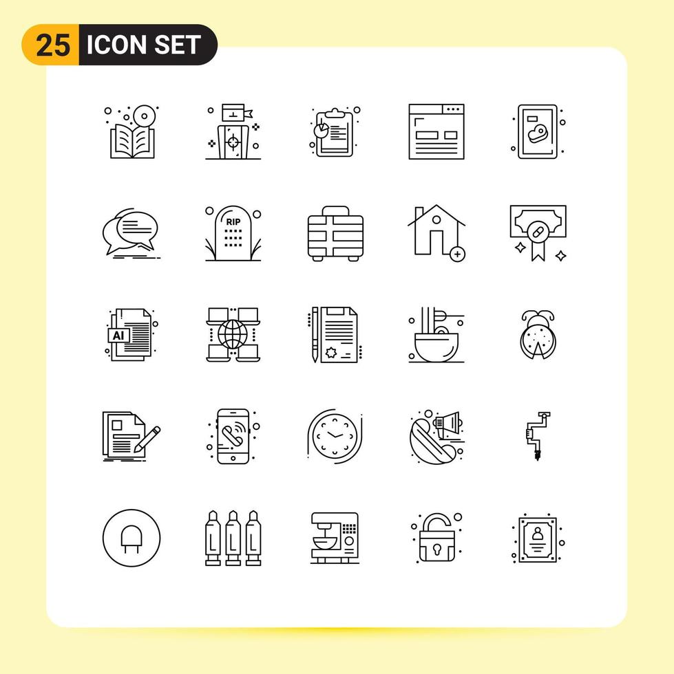 Group of 25 Lines Signs and Symbols for beef layout target development coding Editable Vector Design Elements