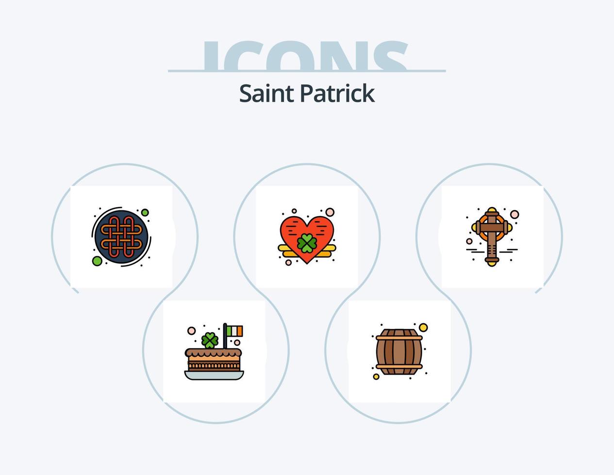 paquete de iconos llenos de línea de san patricio 5 diseño de iconos. Patricio. día. trébol. hoja. trébol vector