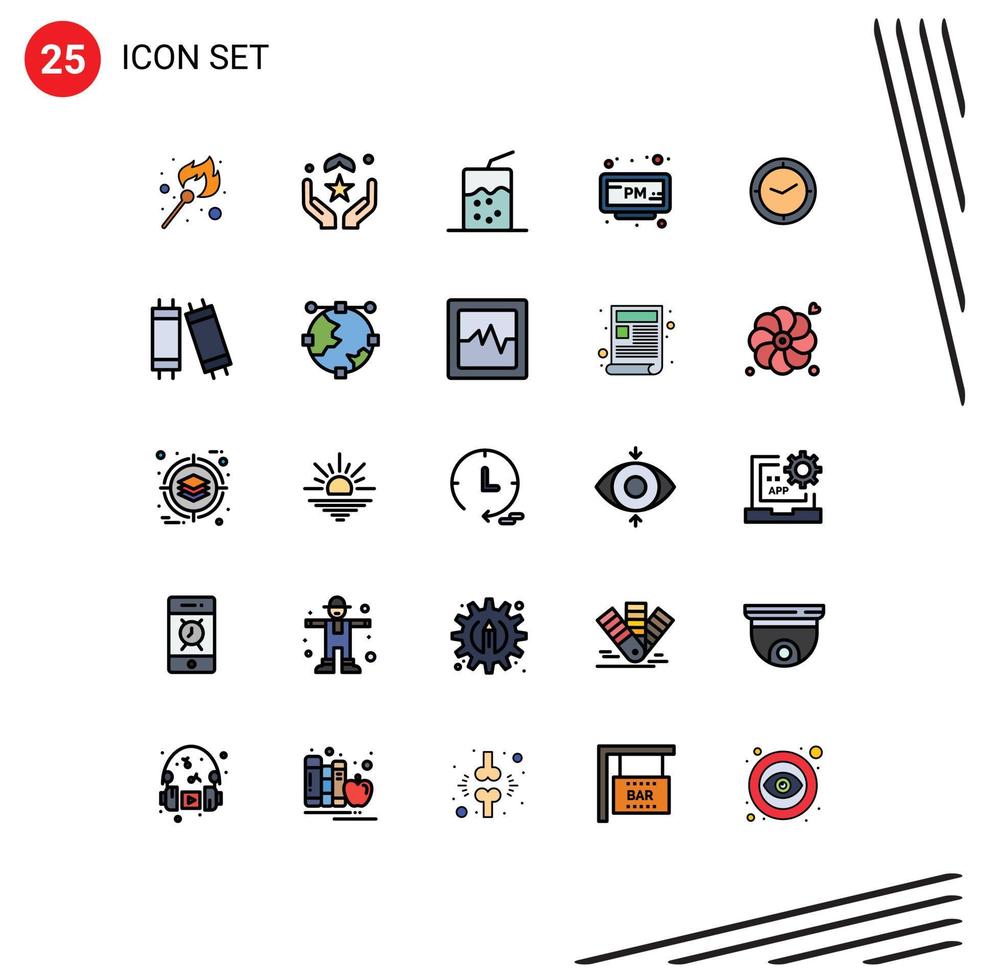 Modern Set of 25 Filled line Flat Colors Pictograph of time time islam clock alarm Editable Vector Design Elements