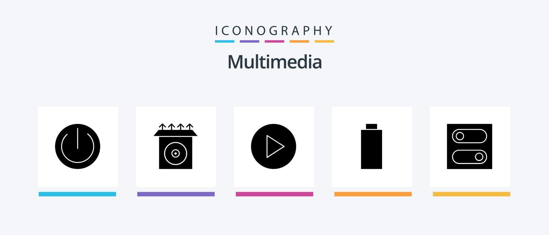 Multimedia Glyph 5 Icon Pack Including . empty. toggle. Creative Icons Design vector