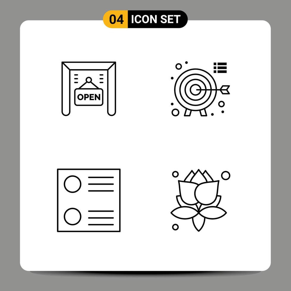 Mobile Interface Line Set of 4 Pictograms of ecommerce leaves darts focus spa Editable Vector Design Elements