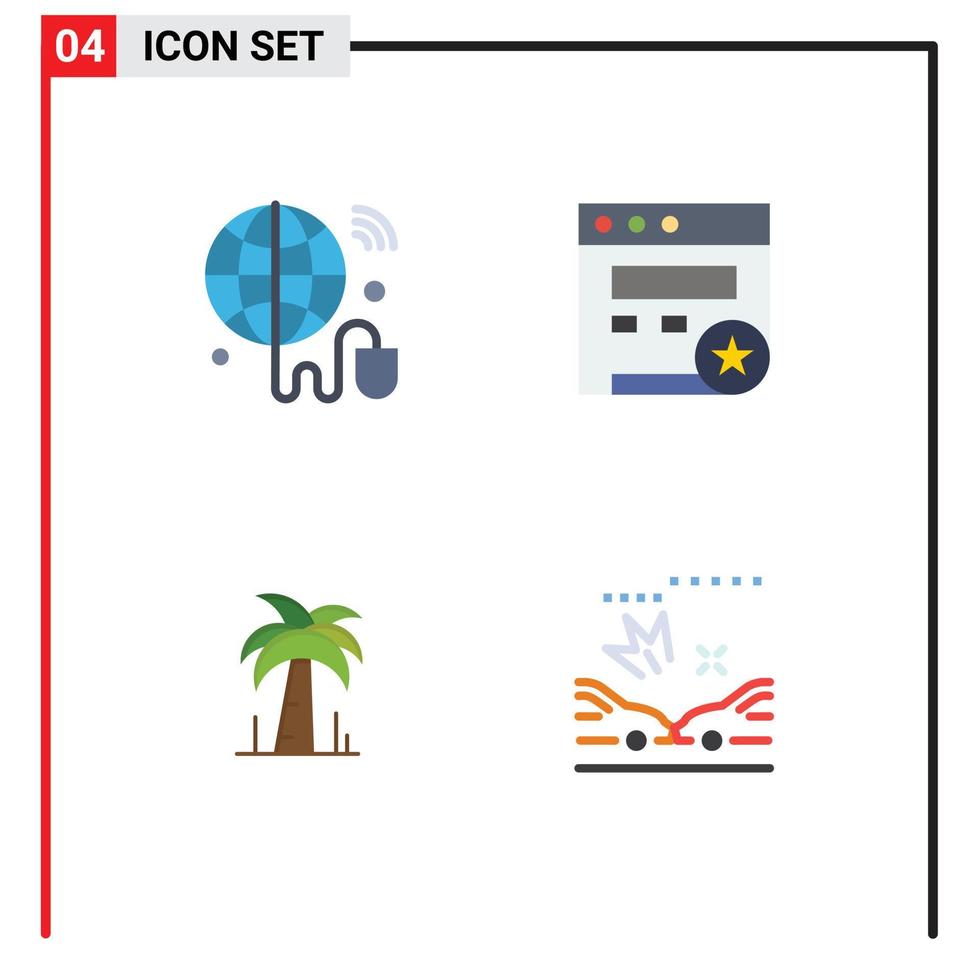 conjunto de 4 iconos de interfaz de usuario modernos signos de símbolos para internet de las cosas brasil mundo sitio web accidente elementos de diseño vectorial editables vector