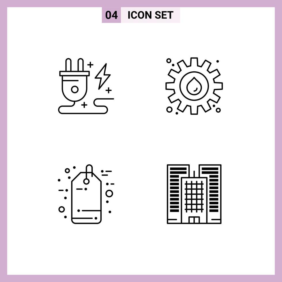 Line Pack of 4 Universal Symbols of energy discount nature industry sale tag Editable Vector Design Elements
