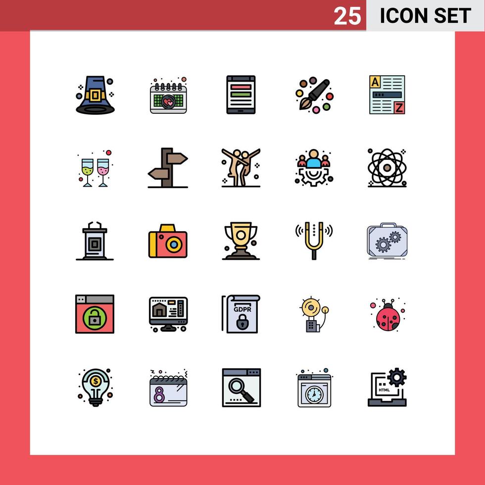 conjunto de 25 iconos de interfaz de usuario modernos signos de símbolos para conexión de educación de navegador dibujo elementos de diseño de vector editables de redes sociales