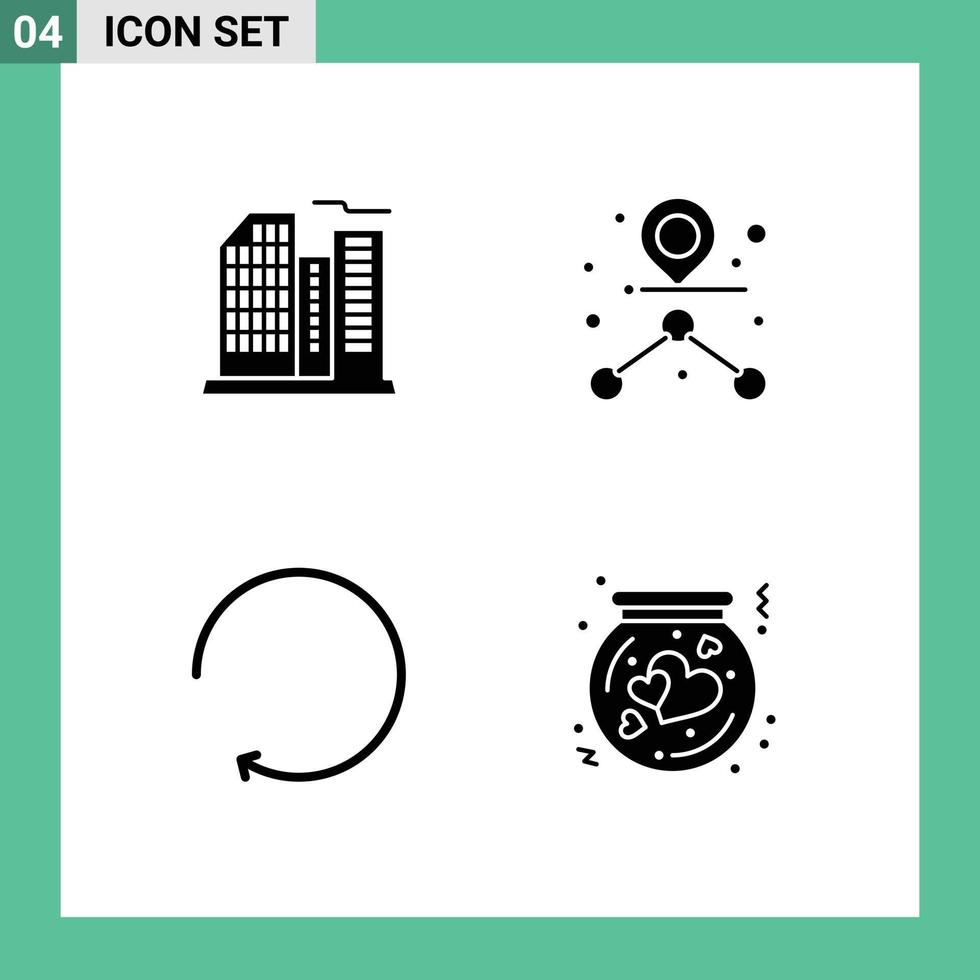 Thematic Vector Solid Glyphs and Editable Symbols of building rotate office route flask Editable Vector Design Elements