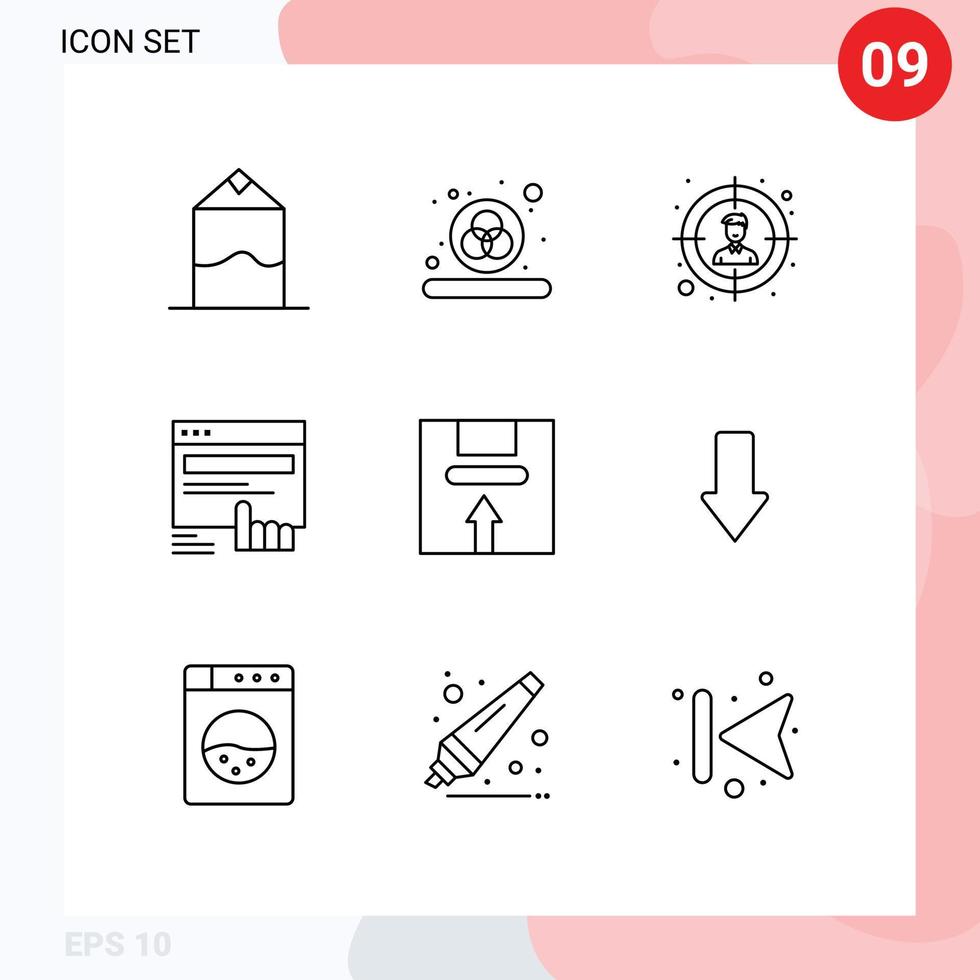 9 User Interface Outline Pack of modern Signs and Symbols of logistic delivery user box web Editable Vector Design Elements