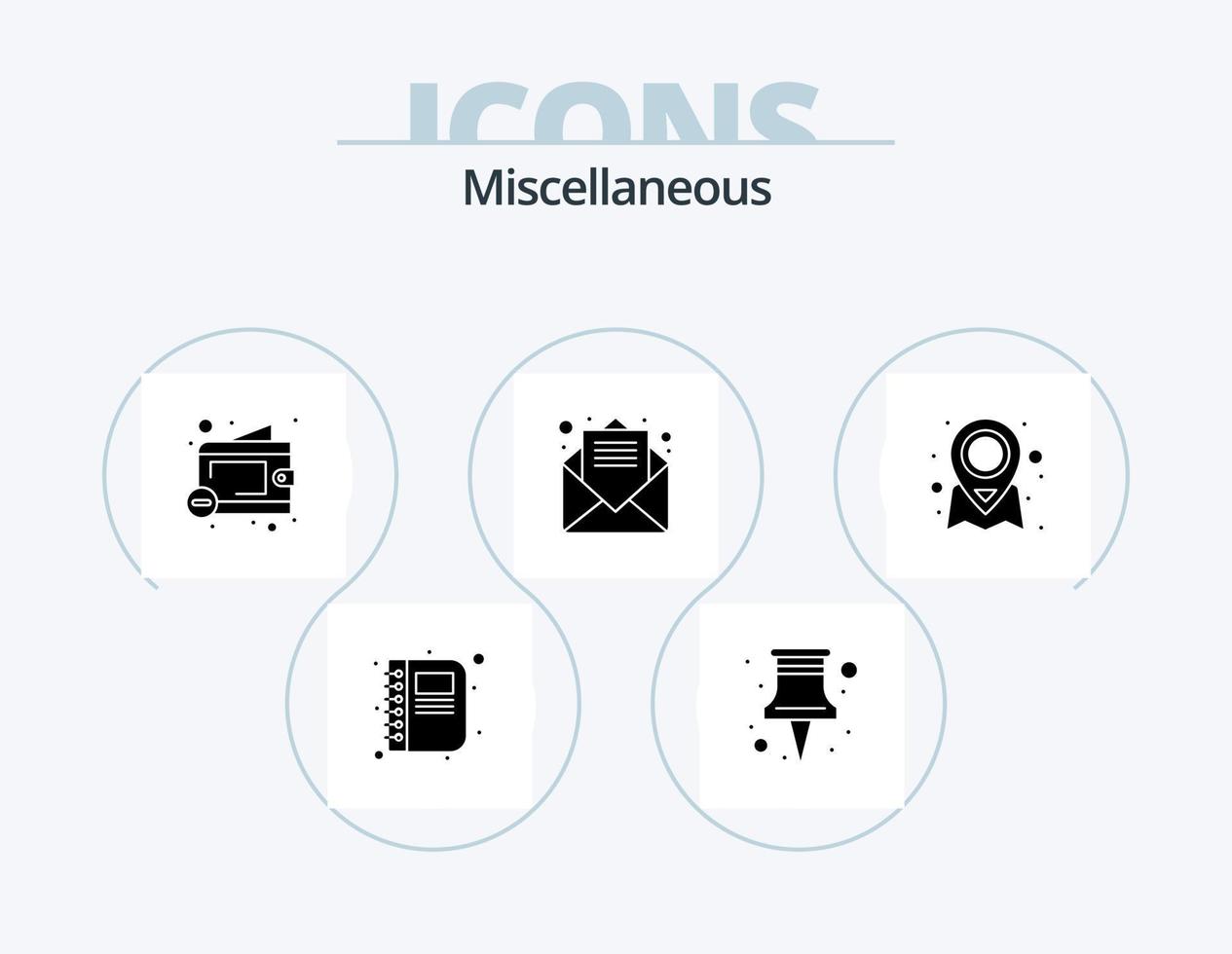 paquete de iconos de glifos misceláneos 5 diseño de iconos. mapa. menos dinero. correo electrónico abierto. correo electrónico vector