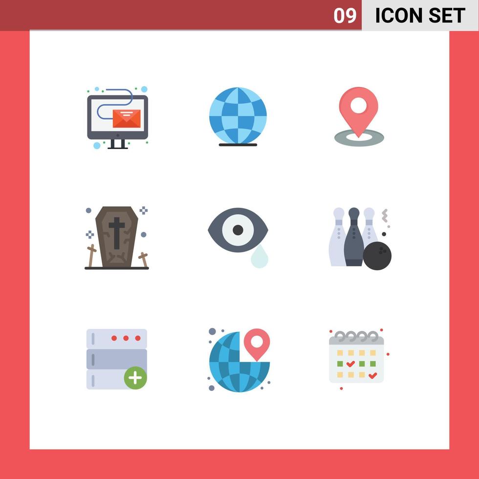 Set of 9 Modern UI Icons Symbols Signs for lab biology map halloween death Editable Vector Design Elements