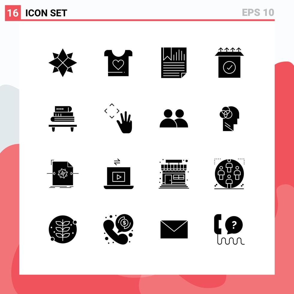 Stock Vector Icon Pack of 16 Line Signs and Symbols for knowledge setup bookmark ready report Editable Vector Design Elements
