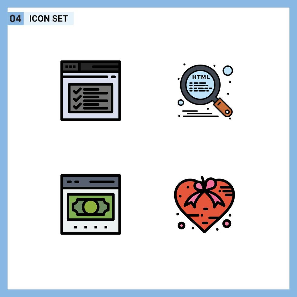 Filledline Flat Color Pack of 4 Universal Symbols of internet business website optimization exchange Editable Vector Design Elements