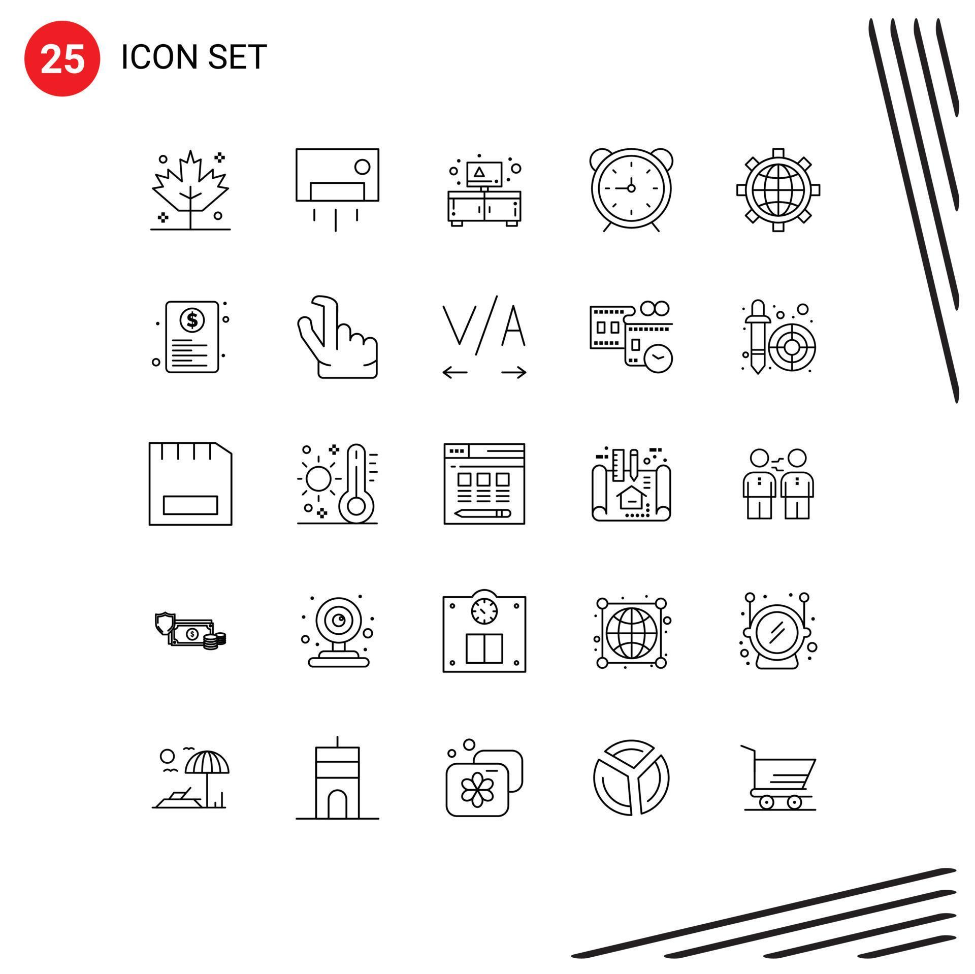 Modern Set of 25 Lines and symbols such as browser timer time
