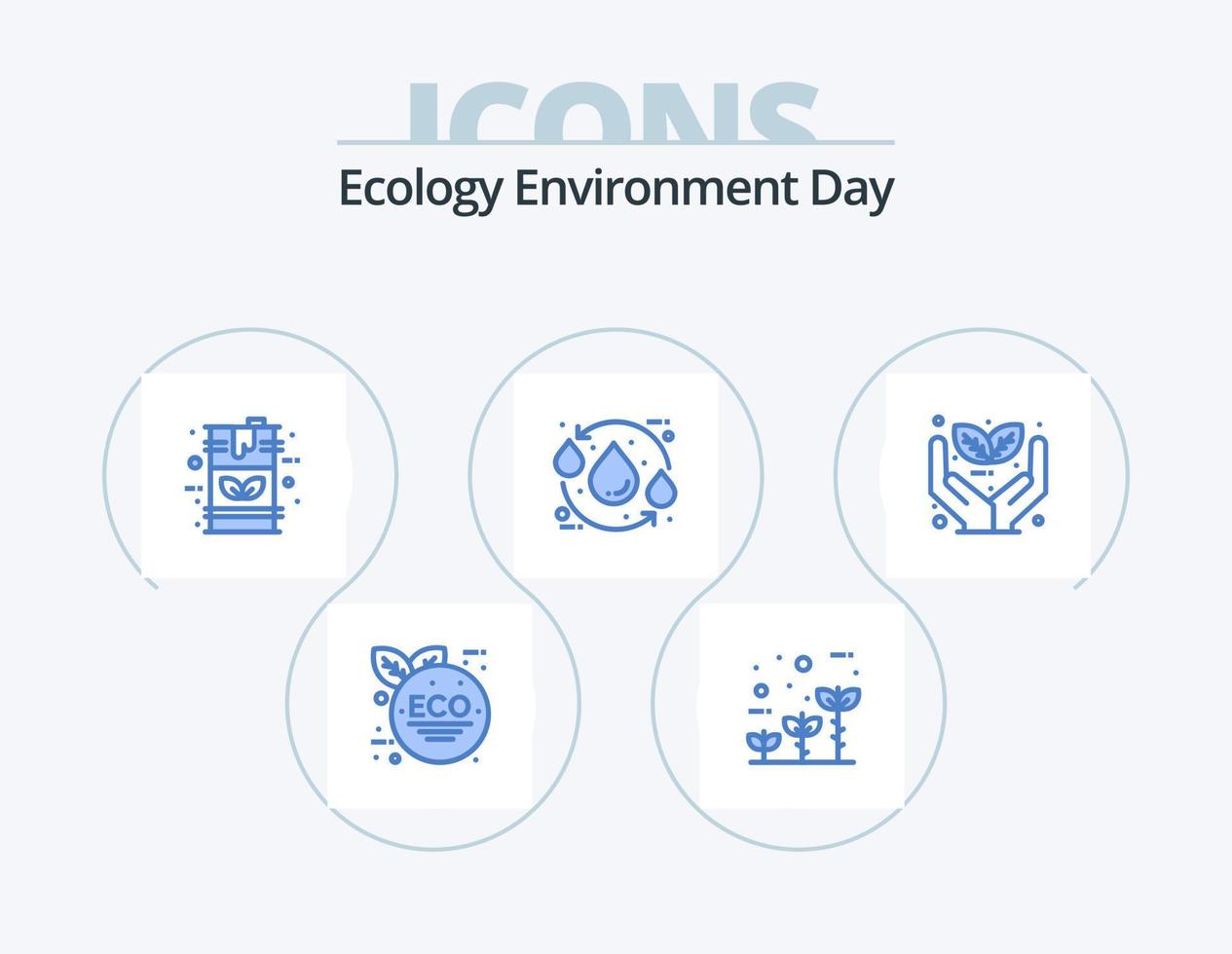 paquete de iconos azul ecología 5 diseño de iconos. crecimiento. reciclar. ecológico ecología. gota vector