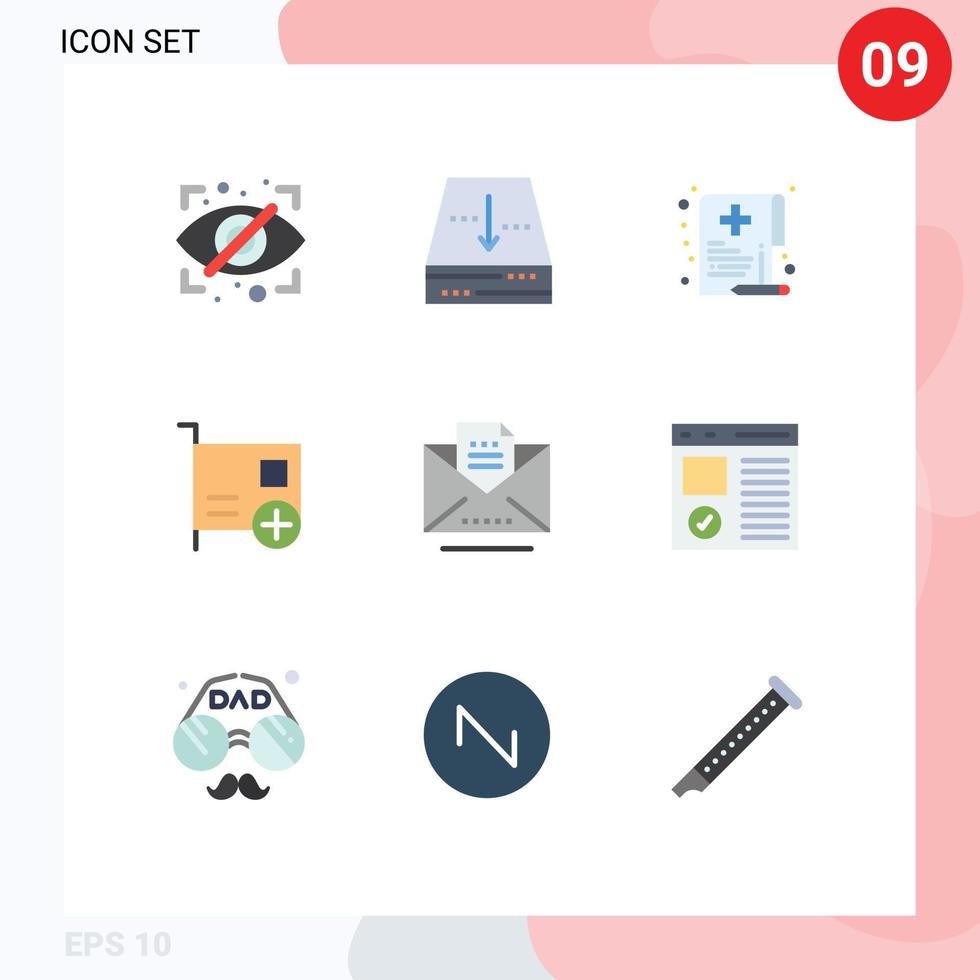 Set of 9 Vector Flat Colors on Grid for hardware computers care card document Editable Vector Design Elements