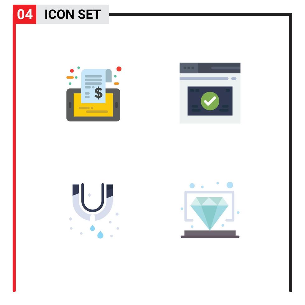 Pack of 4 Modern Flat Icons Signs and Symbols for Web Print Media such as label leak sale secure plumber Editable Vector Design Elements