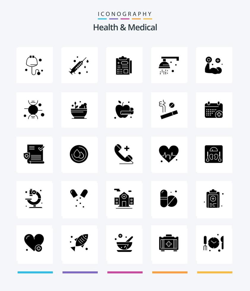 Creative Health And Medical 25 Glyph Solid Black icon pack  Such As dna. medical. report. hand. medical vector