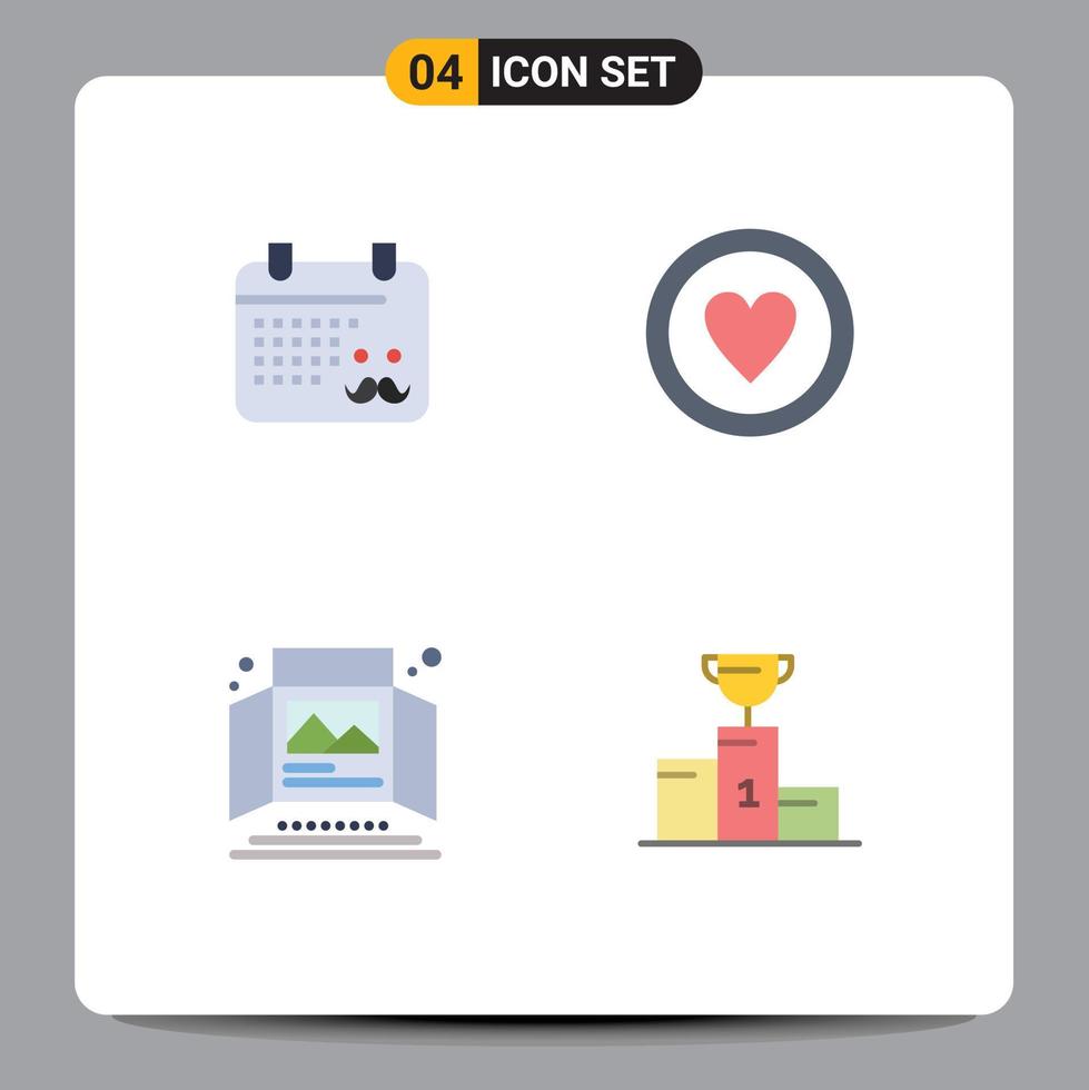 User Interface Pack of 4 Basic Flat Icons of calender advertisement fathers day board print ad Editable Vector Design Elements