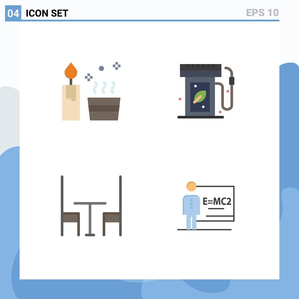 4 Universal Flat Icon Signs Symbols of candle interior wellness energy classroom Editable Vector Design Elements