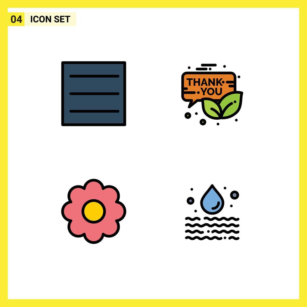 4 User Interface Filledline Flat Color Pack of modern Signs and Symbols of hamburger romantic gift box thanksgiving leak Editable Vector Design Elements