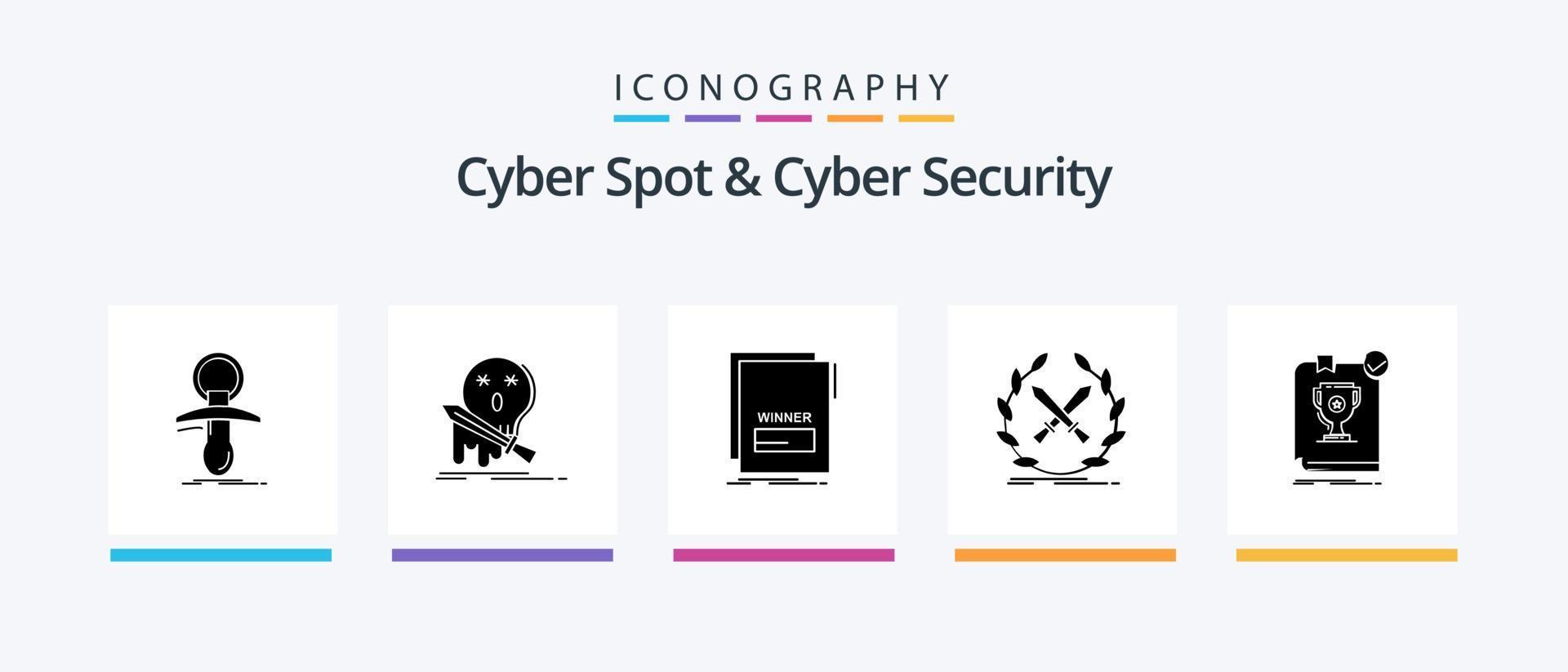 paquete de íconos de glifo 5 de ciberseguridad y ciberseguridad que incluye el juego. batalla. matar. guion. malévolo diseño de iconos creativos vector