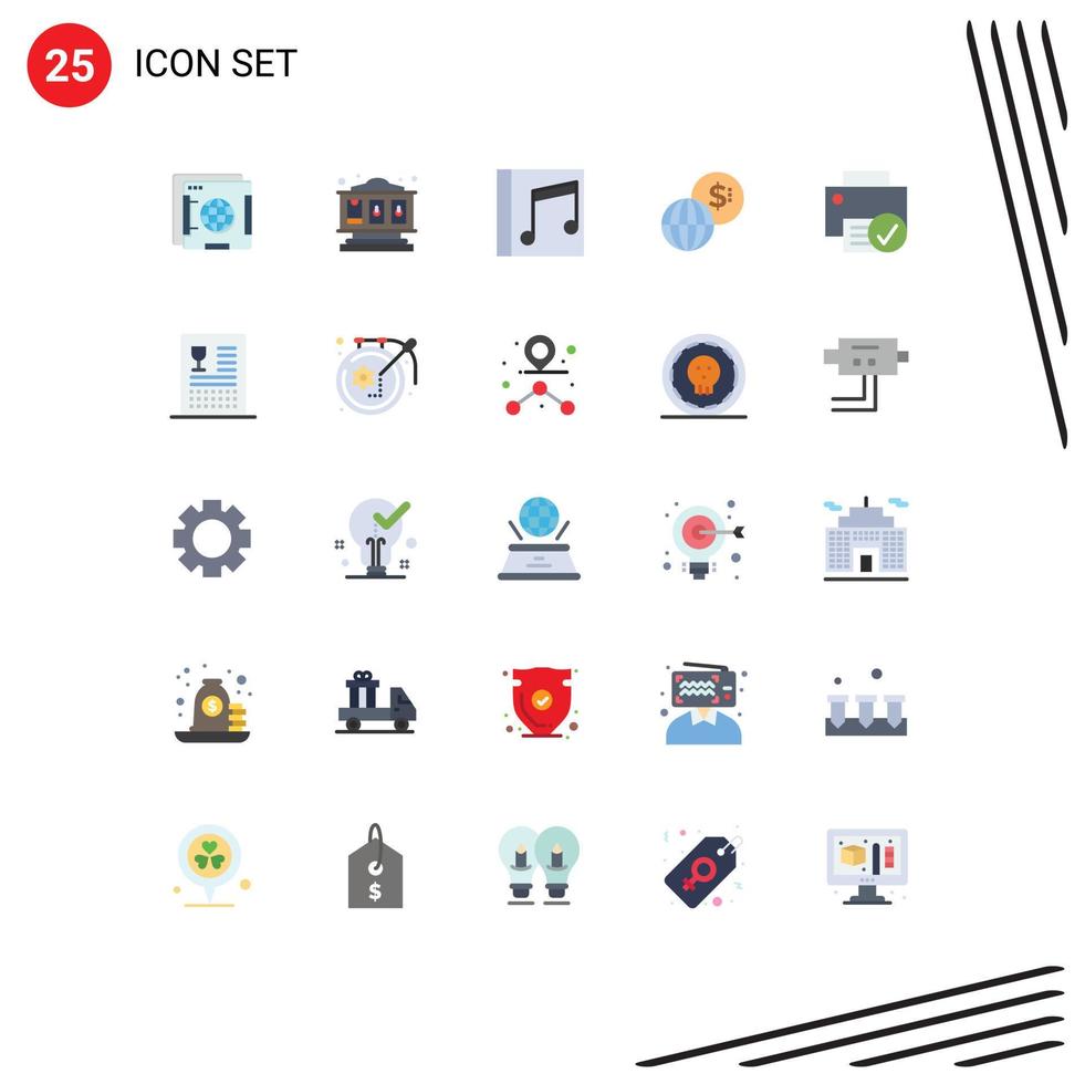 Group of 25 Flat Colors Signs and Symbols for connected modern media markets business Editable Vector Design Elements