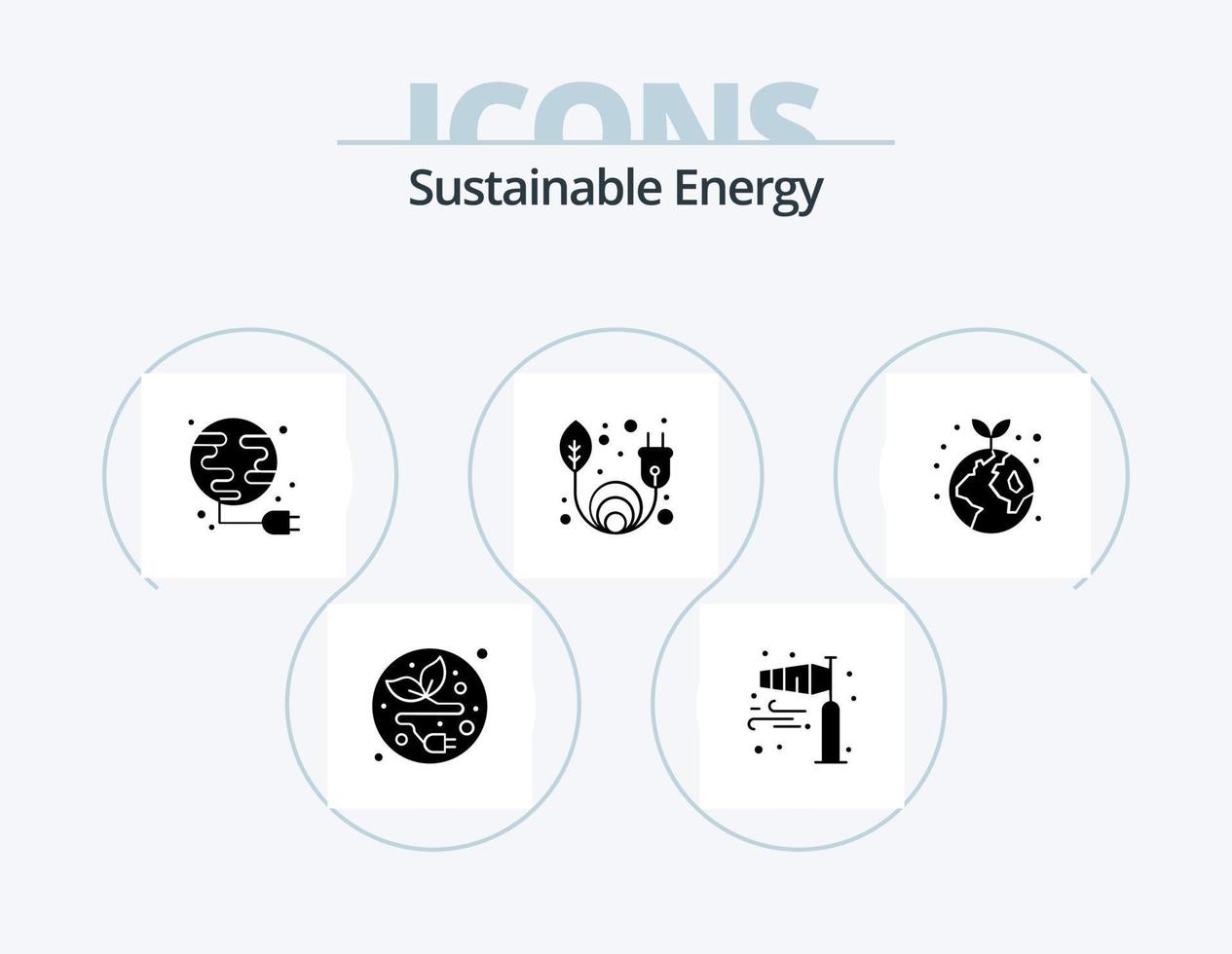 Sustainable Energy Glyph Icon Pack 5 Icon Design. global. earth. energy. renewable. clean energy vector